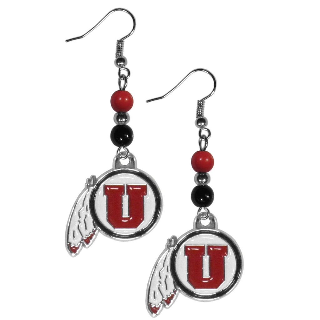 Utah Utes Dangle Earrings (Fan Bead) NCAA