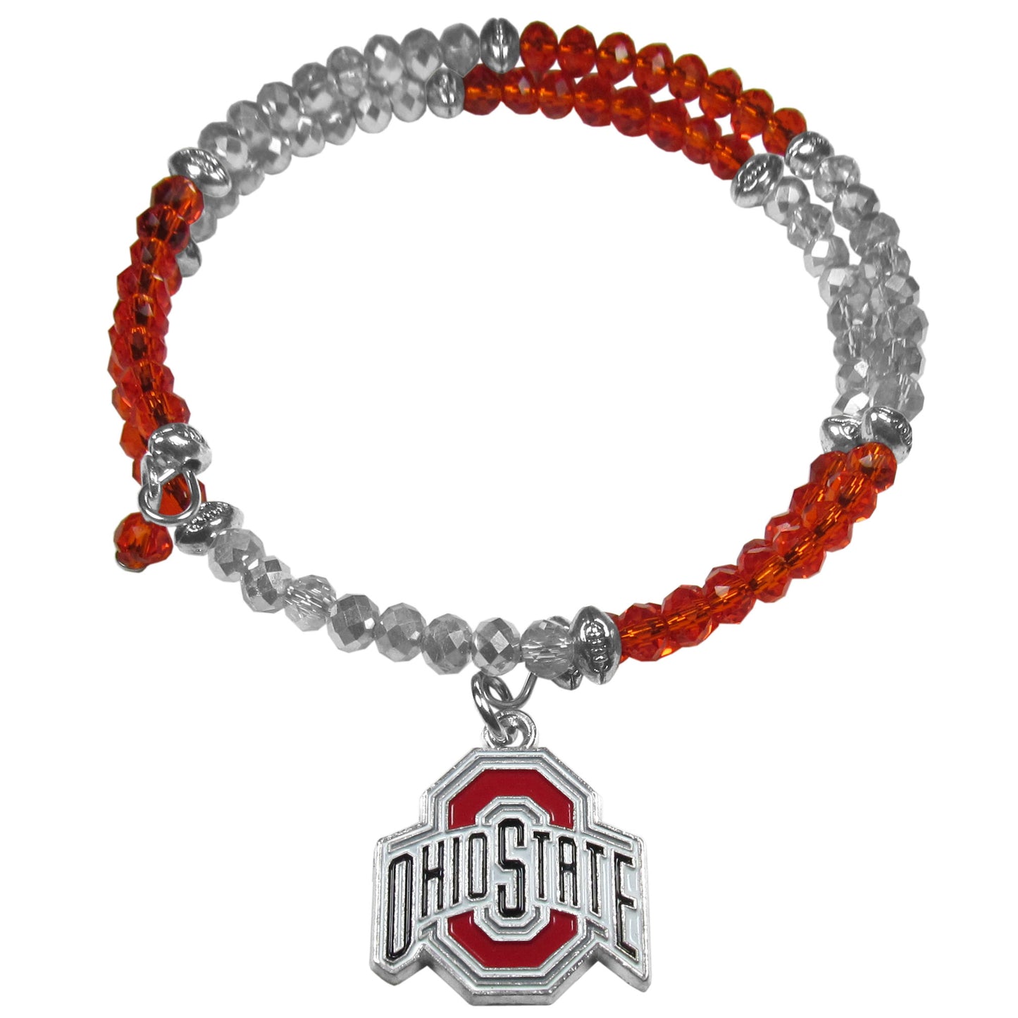 Ohio Buckeyes Crystal Memory Wire Bracelet w/ Charm NCAA