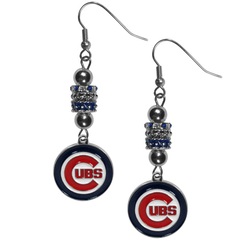 Chicago Cubs Dangle Earrings (Euro Bead) MLB