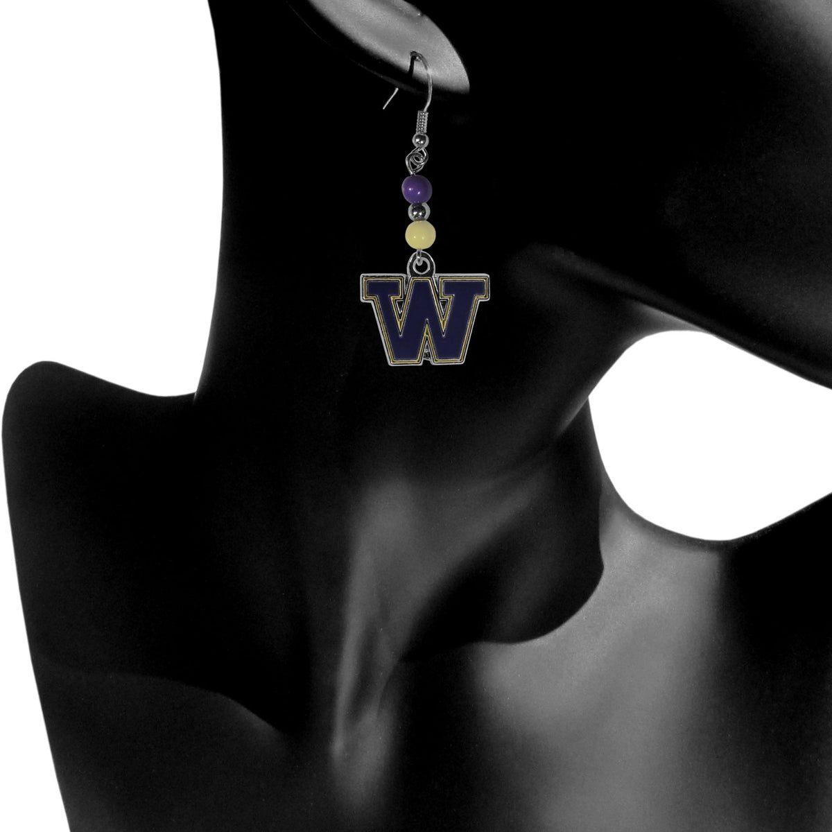 Washington Huskies Dangle Earrings (Fan Bead) NCAA