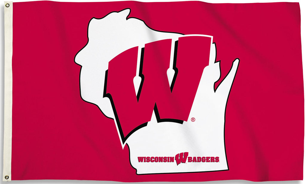 Wisconsin Badgers 3' x 5' Flag (State Outline) NCAA