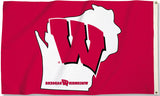 Wisconsin Badgers 3' x 5' Flag (State Outline) NCAA