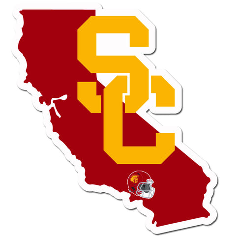 USC Trojans Home State Vinyl Auto Decal (NCAA) California Shape w/ Helmet