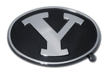 BYU Cougars Chrome Metal Auto Emblem (Black and Chrome) NCAA