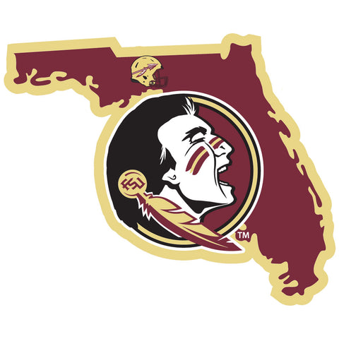 Florida State Seminoles Home State Vinyl Auto Decal (NCAA) Florida Shape w/Helemt