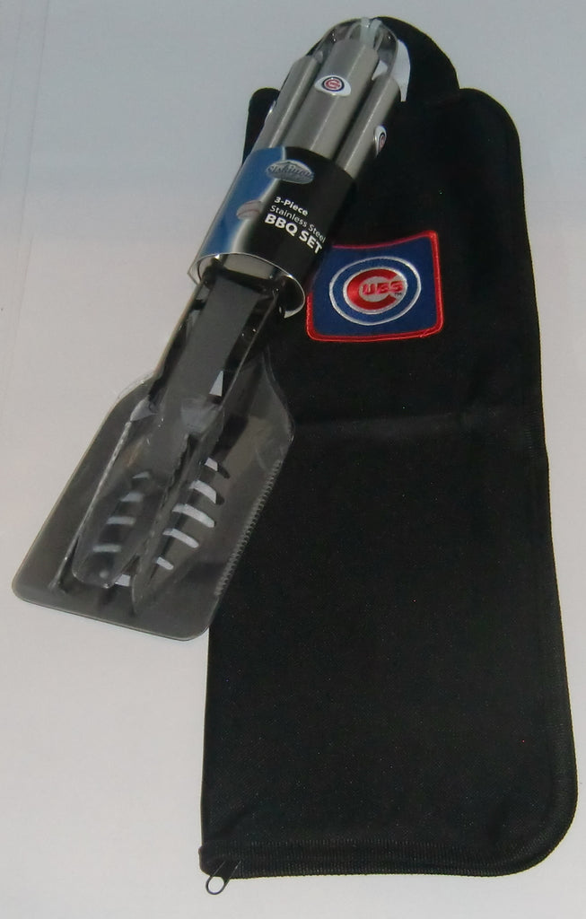 Chicago Cubs 3 Piece Stainless Steel BBQ Set with Canvas Bag (MLB)