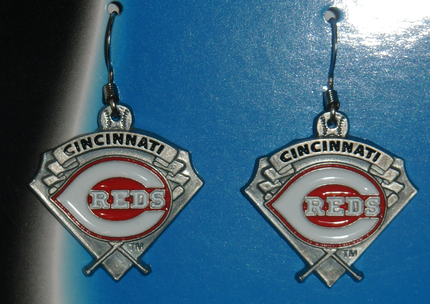 Cincinnati Reds Dangle Earrings Licensed MLB Baseball