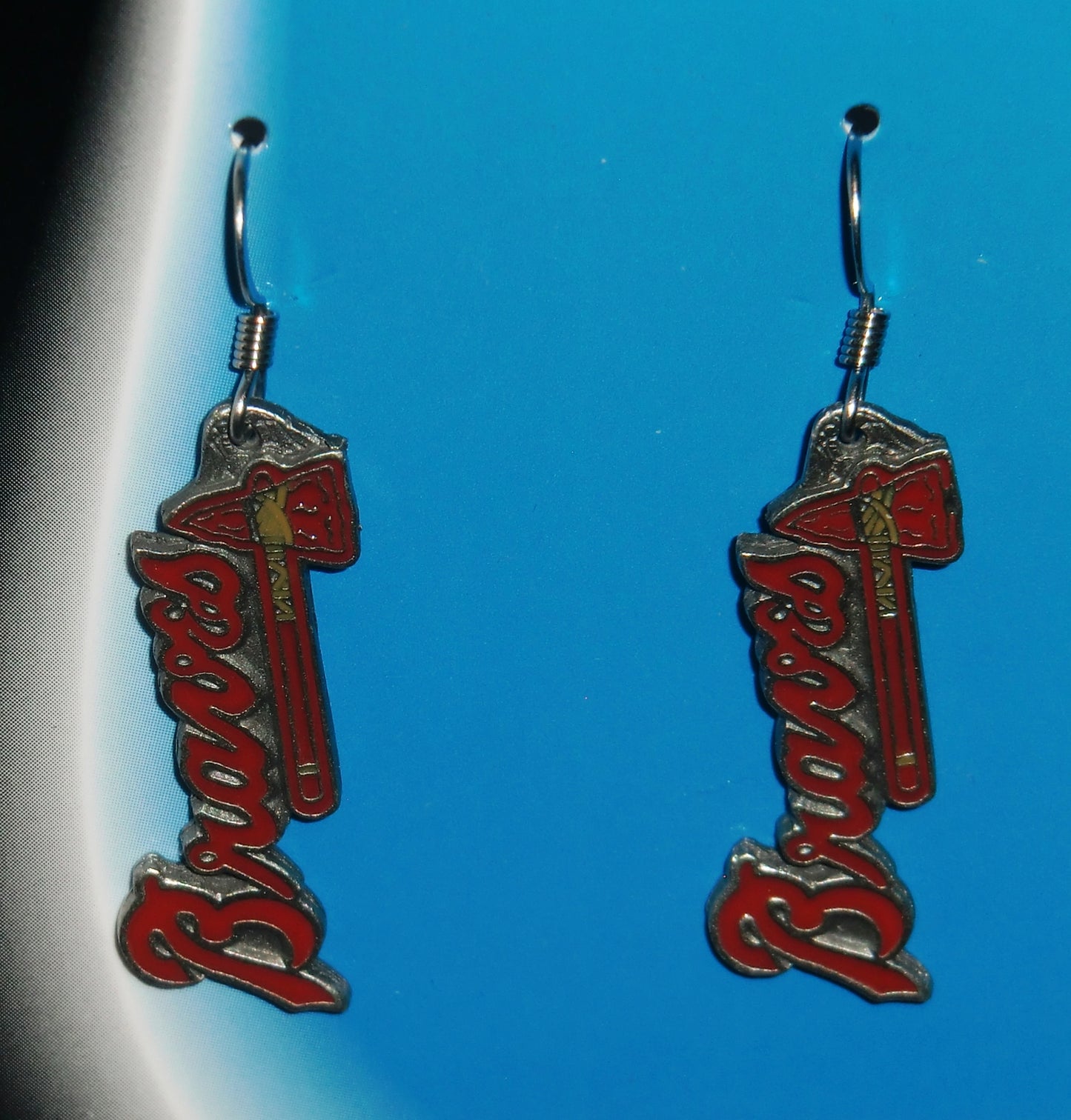 Atlanta Braves Script Dangle Earrings Licensed MLB Baseball Jewelry