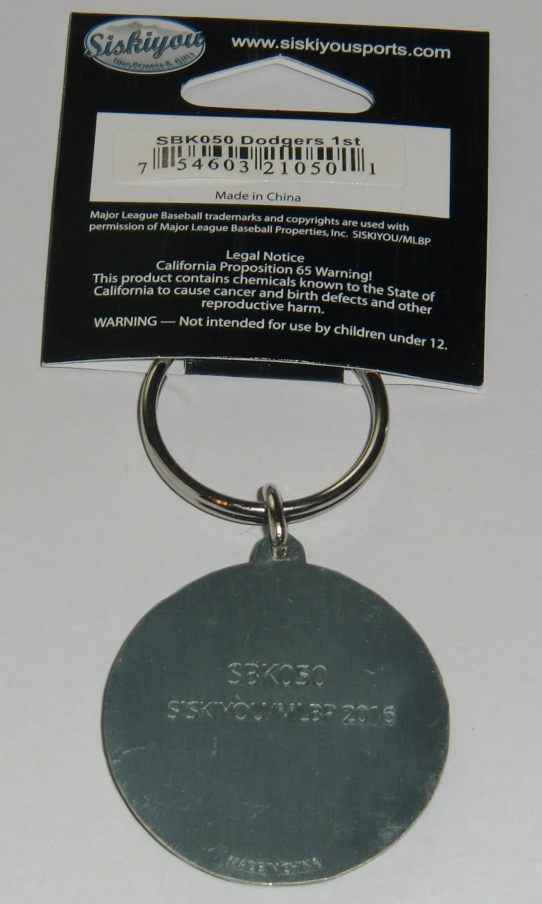 Los Angeles Dodgers 3-D Metal Key Chain MLB Licensed Baseball (Round)