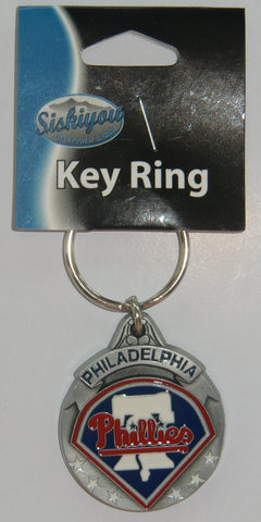 Philadelphia Phillies 3-D Metal Key Chain MLB Licensed Baseball (Round)