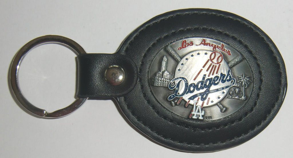 Los Angeles Dodgers 3-D Metal Leather Key Chain MLB Licensed Baseball
