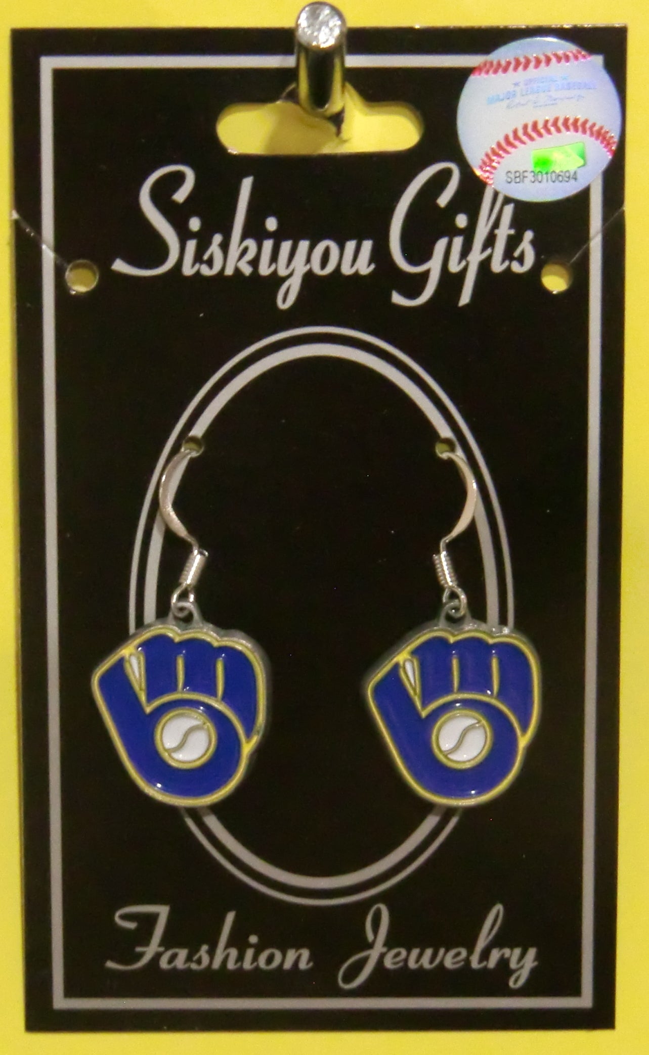 Milwaukee Brewers Dangle Earrings (Zinc) MLB Baseball