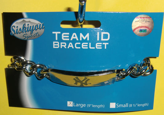 New York Yankees Heavy Duty Metal Link Team ID Bracelet MLB Licensed