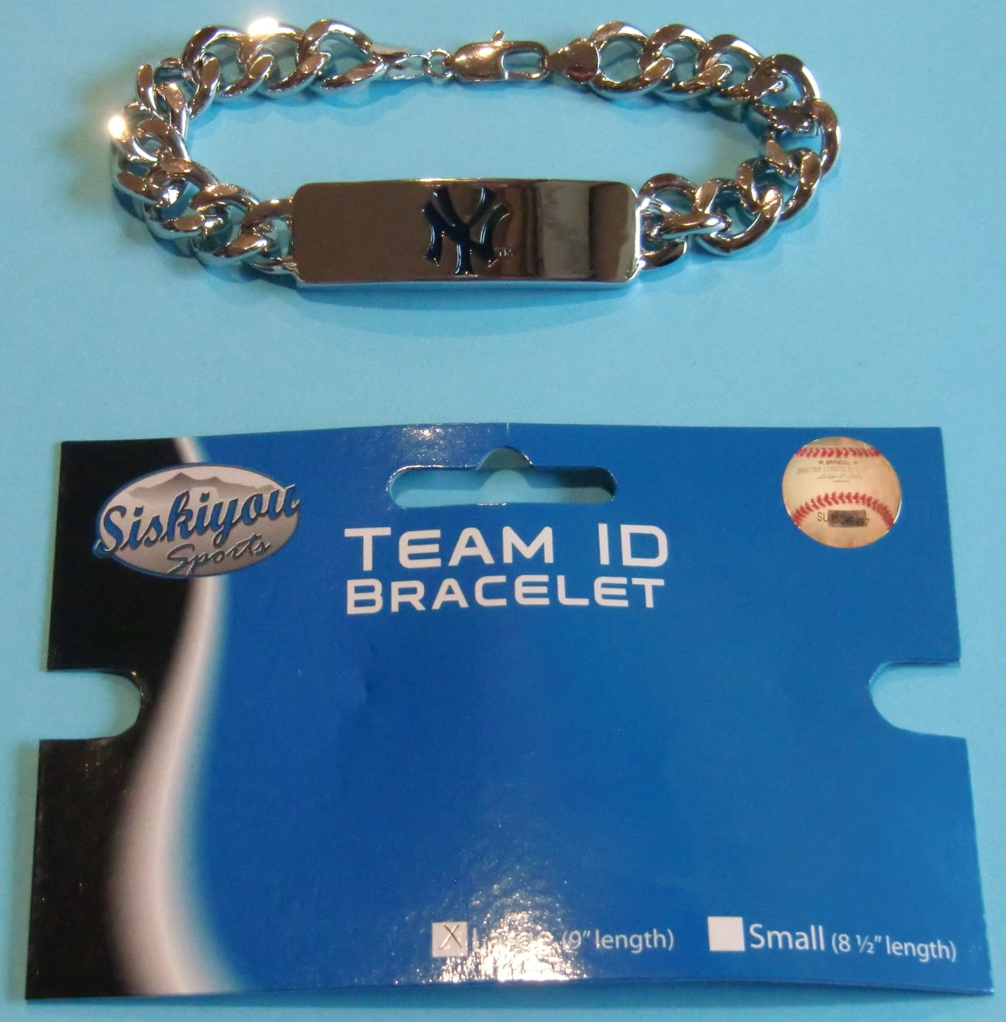 New York Yankees Heavy Duty Metal Link Team ID Bracelet MLB Licensed