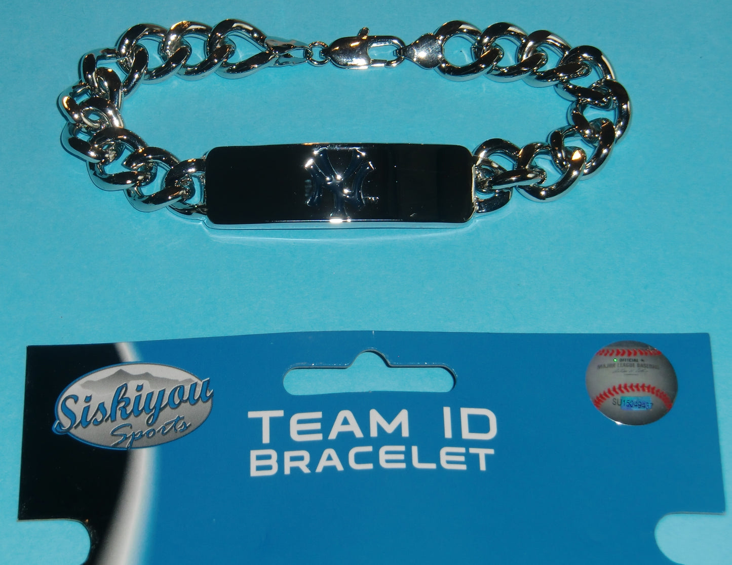 New York Yankees Heavy Duty Metal Link Team ID Bracelet MLB Licensed
