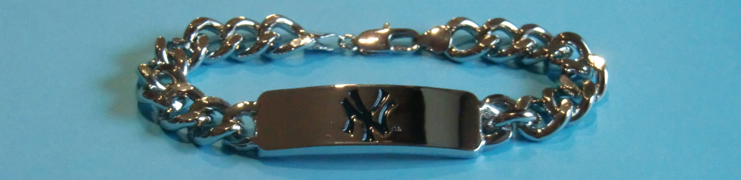 New York Yankees Heavy Duty Metal Link Team ID Bracelet MLB Licensed
