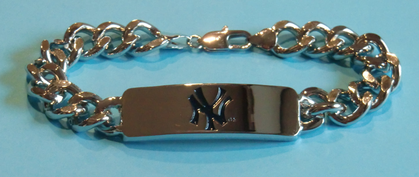 New York Yankees Heavy Duty Metal Link Team ID Bracelet MLB Licensed