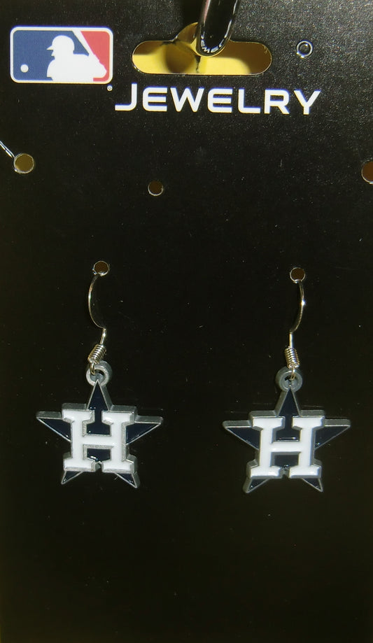 Houston Astros Dangle Earrings (Zinc) MLB Baseball