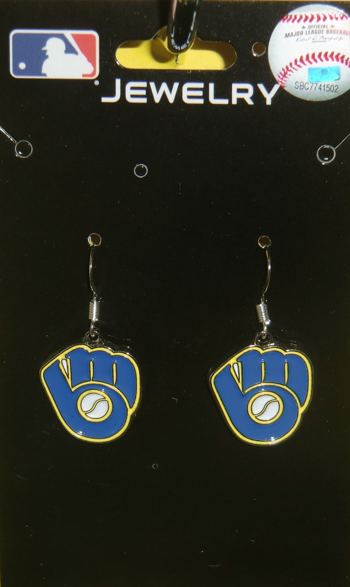 Milwaukee Brewers Dangle Earrings (chrome) MLB Licensed Baseball