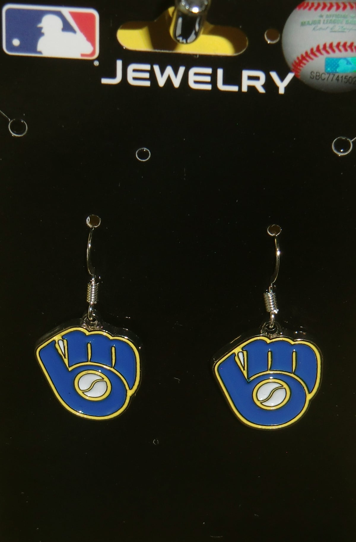 Milwaukee Brewers Dangle Earrings (chrome) MLB Licensed Baseball