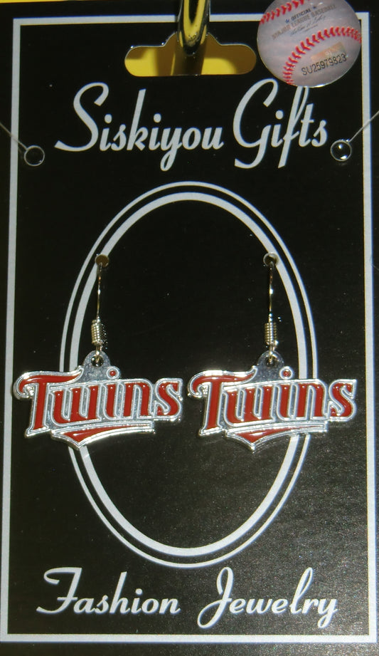 Minnesota Twins Dangle Earrings (chrome) MLB Licensed Baseball