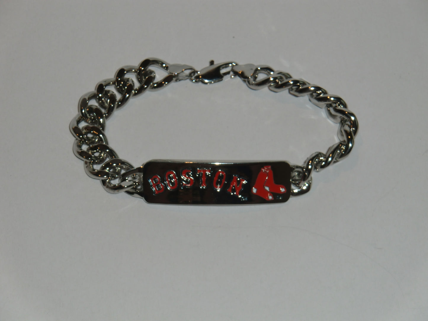 Boston Red Sox Heavy Duty Metal Link Team ID Bracelet MLB Licensed