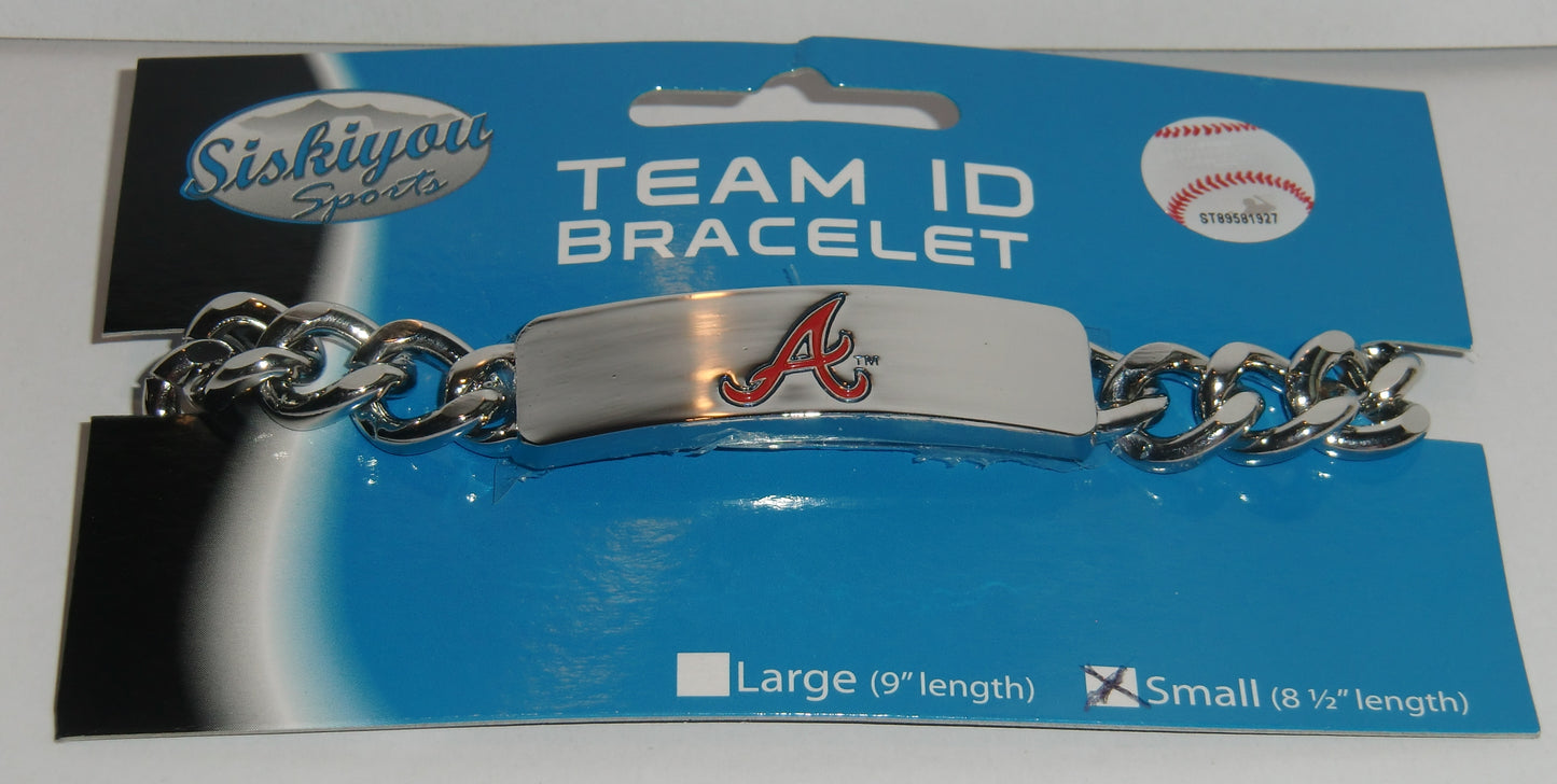 Atlanta Braves Heavy Duty Metal Link Team ID Bracelet MLB Licensed