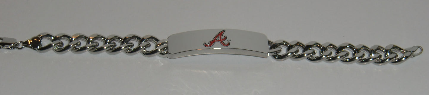 Atlanta Braves Heavy Duty Metal Link Team ID Bracelet MLB Licensed