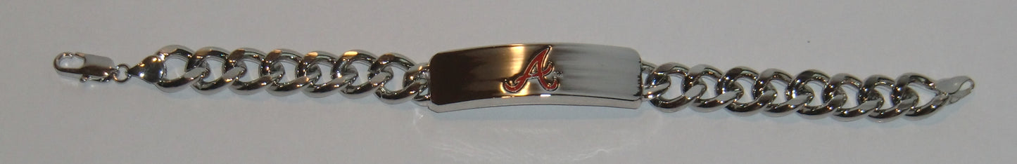 Atlanta Braves Heavy Duty Metal Link Team ID Bracelet MLB Licensed