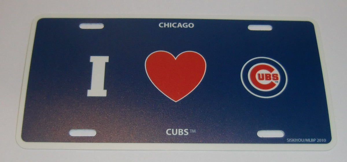 Chicago Cubs Styrene License Plate I Love (Heart) Team Logo (MLB Baseball)