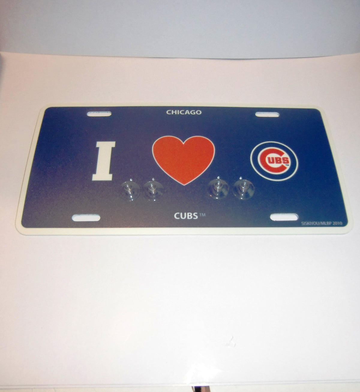 Chicago Cubs Styrene License Plate I Love (Heart) Team Logo (MLB Baseball)