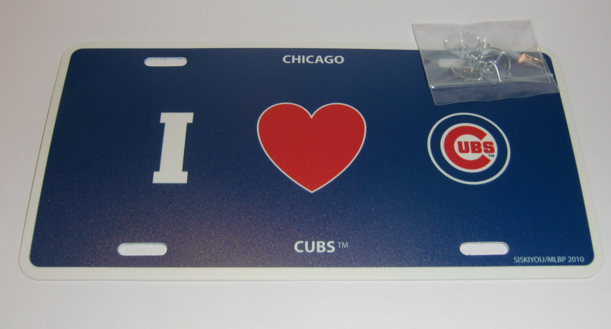 Chicago Cubs Styrene License Plate I Love (Heart) Team Logo (MLB Baseball)