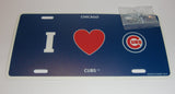 Chicago Cubs Styrene License Plate I Love (Heart) Team Logo (MLB Baseball)
