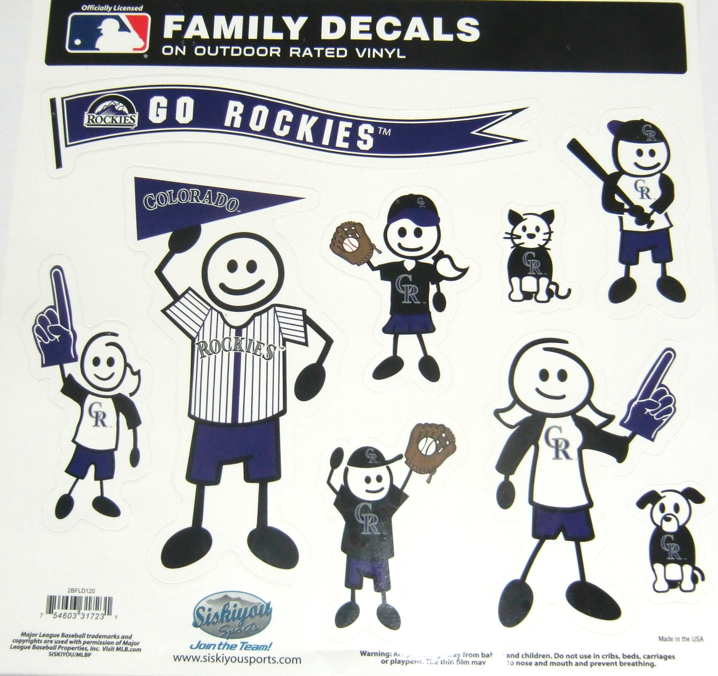 Colorado Rockies Outdoor Rated Vinyl Family Decals MLB Baseball