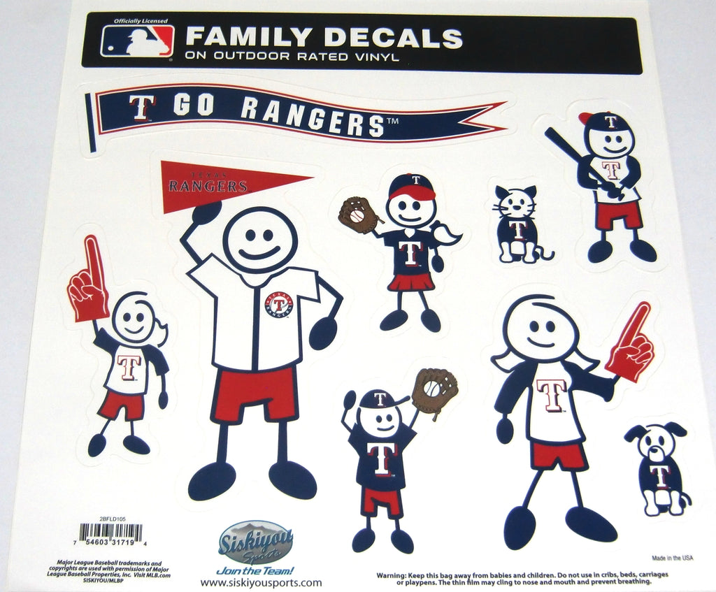 Texas Rangers Outdoor Rated Vinyl Family Decals MLB Baseball