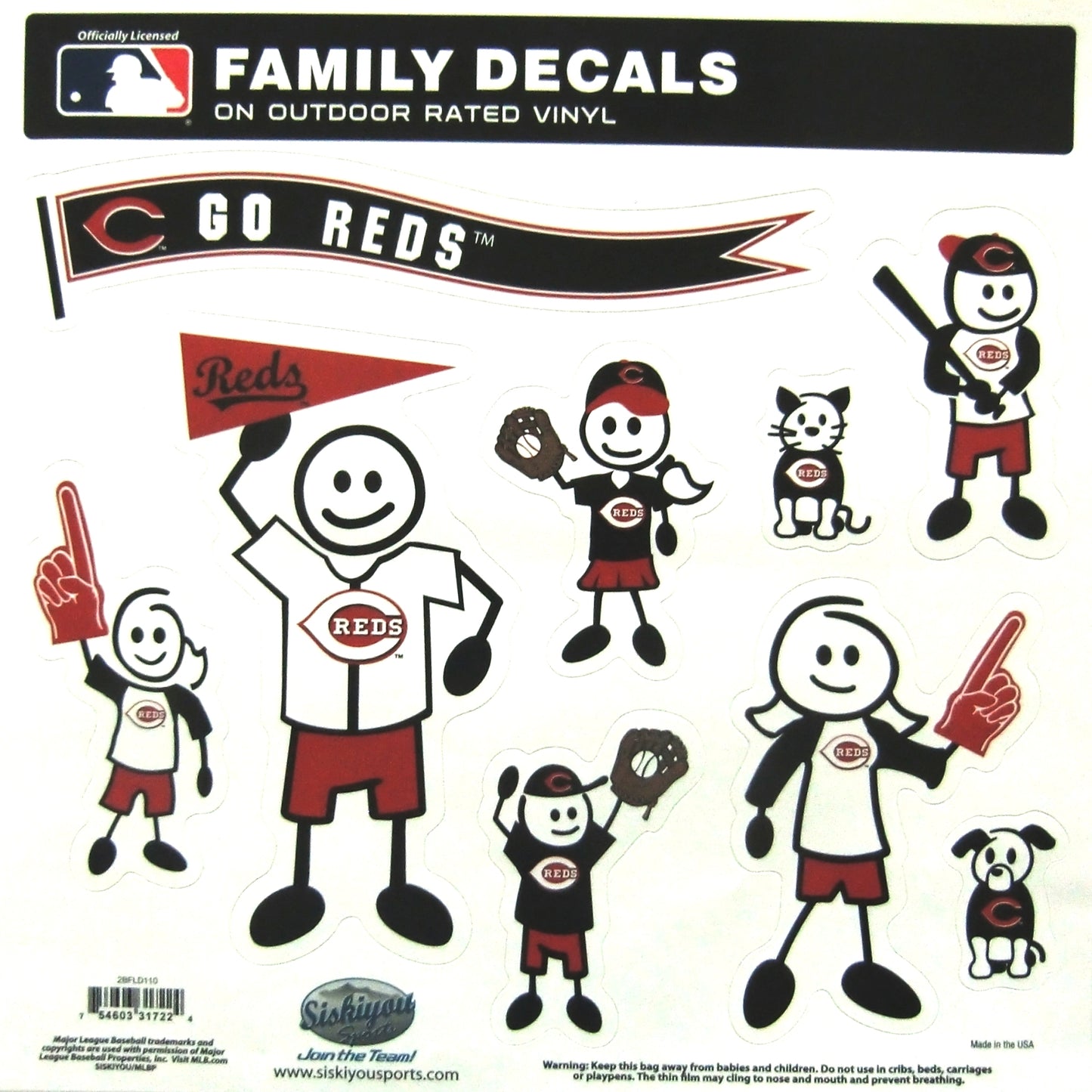 Cincinnati Reds Outdoor Rated Vinyl Family Decals MLB Baseball