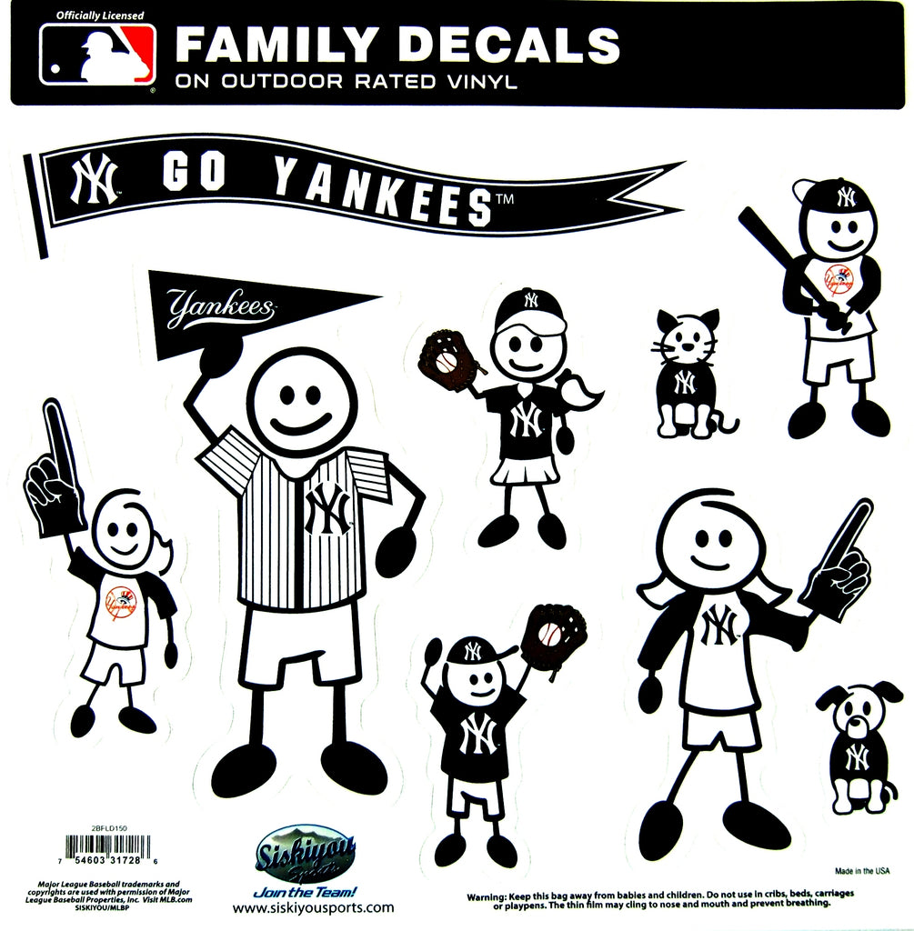 Lot of 25 Sets New York Yankees Outdoor Rated Vinyl Family Decals MLB Baseball