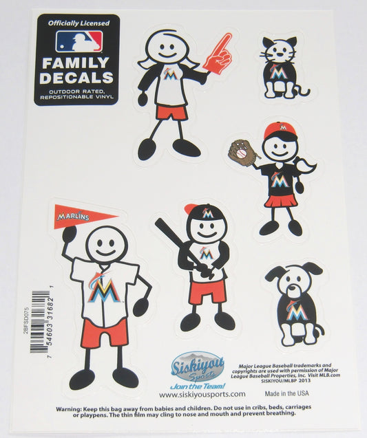 Miami Florida Marlins Outdoor Rated Vinyl Family Decals MLB Baseball