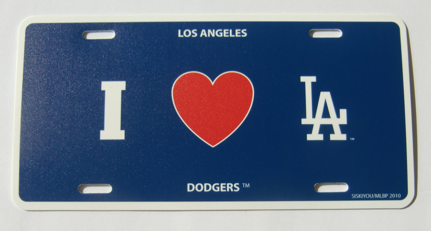 Los Angeles Dodgers Styrene License Plate I Love (Heart) Logo (MLB)