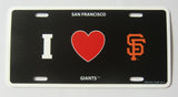 San Francisco Giants Styrene License Plate I Love (Heart) SF (MLB)
