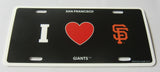 San Francisco Giants Styrene License Plate I Love (Heart) SF (MLB)