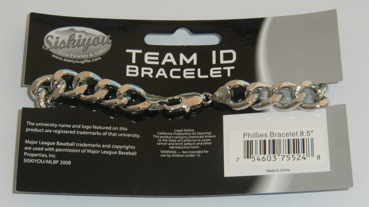 Philadelphia Phillies Heavy Duty Metal Link Team ID Bracelet MLB Baseball