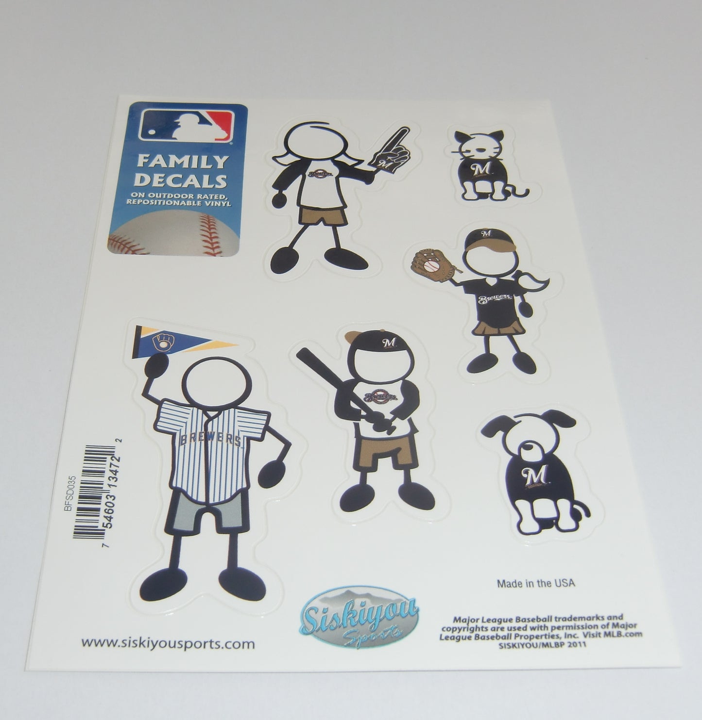 Milwaukee Brewers Outdoor Rated Vinyl Family Decals MLB Baseball
