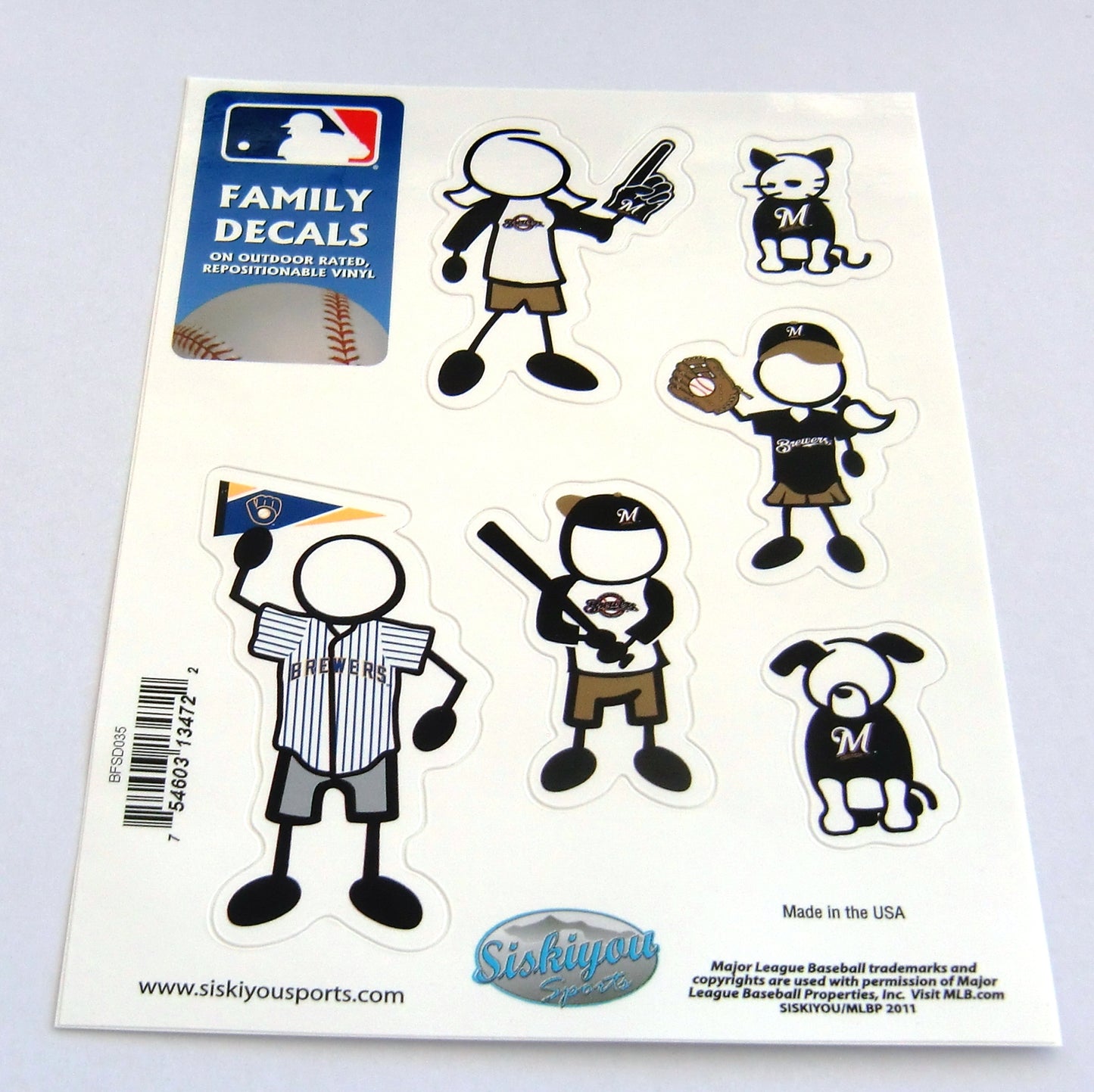 Milwaukee Brewers Outdoor Rated Vinyl Family Decals MLB Baseball