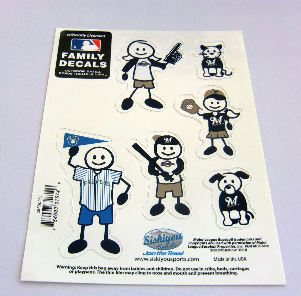 Milwaukee Brewers Outdoor Rated Vinyl Family Decals MLB Baseball