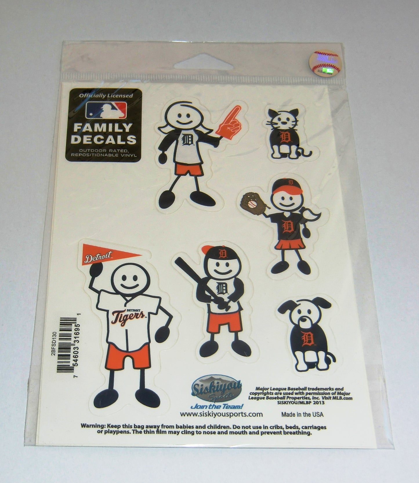 Detroit Tigers Outdoor Rated Vinyl Family Decals MLB Baseball