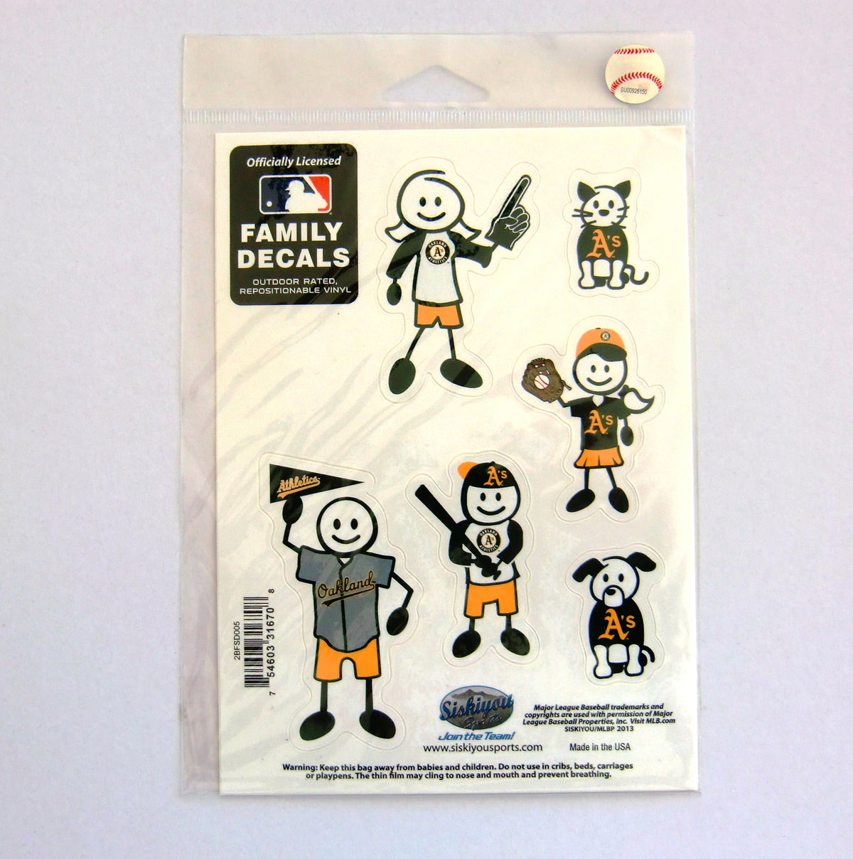 Oakland A's Athletics Outdoor Rated Vinyl Family Decals MLB Baseball