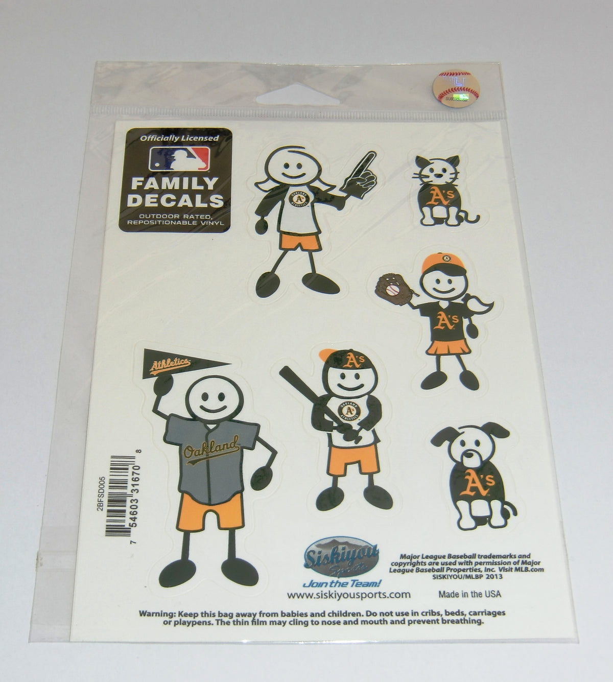 Oakland A's Athletics Outdoor Rated Vinyl Family Decals MLB Baseball