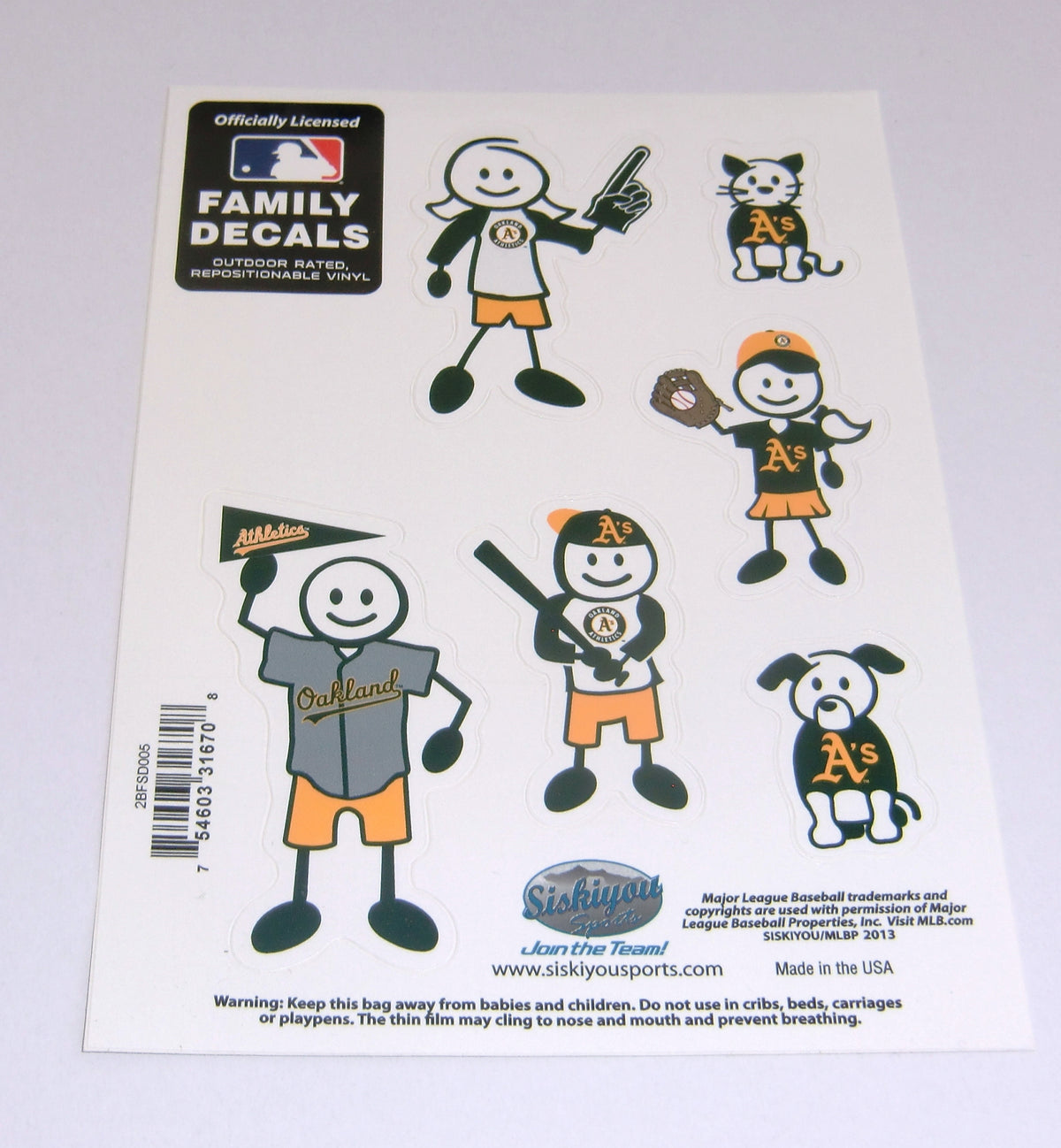Oakland A's Athletics Outdoor Rated Vinyl Family Decals MLB Baseball
