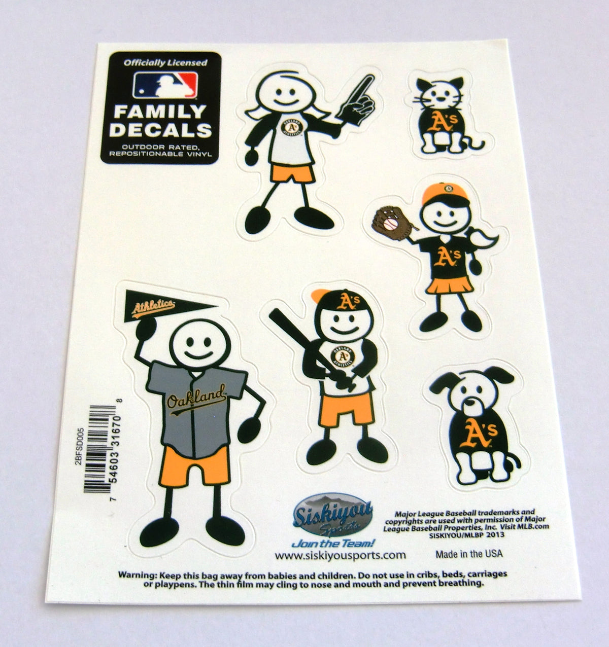 Oakland A's Athletics Outdoor Rated Vinyl Family Decals MLB Baseball